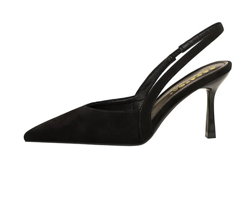 Fashionable Banquet Empty High Heel Shoes For Women's Shoes Thin Heel Pointed Toe Hollow Single Shoes For Women's Shallow Mouth
