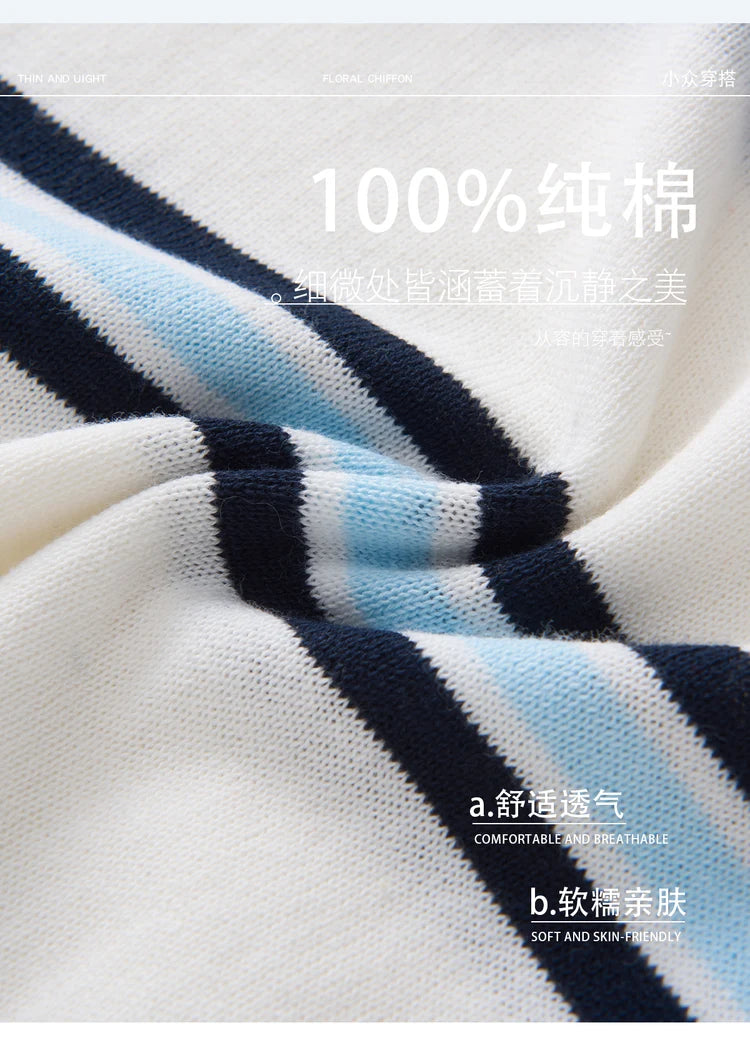 WinvyNee Summer Top Women's 100% Cotton Striped Polo T Shirt Women's Clothing Short Sleeve Casual Oversized Pullover A1522077