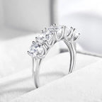 Smyoue 2.5/5CTTW D Color Genuine Moissanite Rings for Women 5 Gemstone Bridal Wedding Jewelry 925 Sterling Silver Wholesale Ring