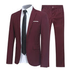Men Pants Two Pieces Set Commuting Loose Leisure Fashion Office Business Suit Wedding Wear Lapel Formal Groom Suit Set