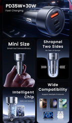 Toocki 65W Car Charger PD 35W Fast Charge for iPhone 16 15 14 Samsung S24 AFC USB C Car Phone Charger for Xiaomi Huawei Realme