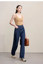 Amii Women's Jeans 2026 Autumn New Casual Letter Embossed Cotton Denim Trousers Women's Retro Versatile Straight Pants 12641115
