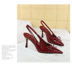 Korean Style Pointed Toe High Heels Shallow Mouth Hollow Bow Back Trip Strap Women's Shoes Thin Heels Back Empty Shoes Women