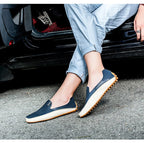Summer Men Casual Flats Fashion Genuine Leather Soft Moccasins Brand Loafers High Quality Breathable Men Dress Shoes Size 36-47