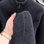 Luxury Quality Men Long-Sleeved Knitwear Mock Neck Half-Zip Thicken Horse Embroidery Spring New Pullover Fashion Casual MensWear