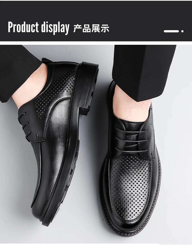 2026 Summer Hollow Out Breathable Deodorant Genuine Leather Business Dress Shoes British Style High-end Formal Shoes Hot Sale