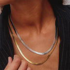 SUNIBI Stainless Steel Snake Chain Necklace for Woman Gifts Choker Herringbone Gold Color Necklaces Women Jewelry Wholesale
