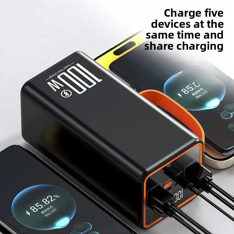 50000mAh Large Capacity Power Bank PortableUSB C 100W Fast Charging External Spare Battery For IPhone Xiaomi Samsung