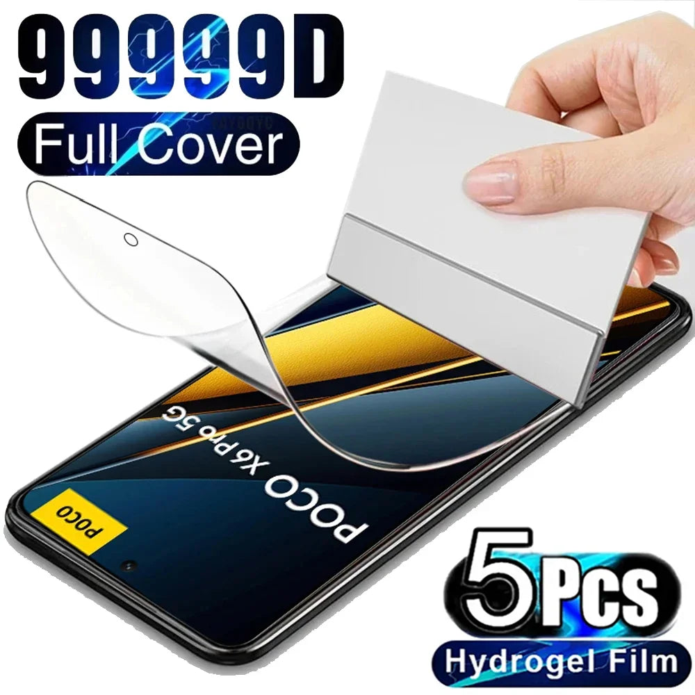 5 Pcs Hydrogel Film For Xiaomi Redmi Note 15 14 13 12 Pro Plus Poco X7 X6 Pro Xiaomi 15T 14T 13T Pro Full Cover Screen Protector