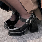 Women's High Heels Pumps Mary Jane Shoes Platform Pink Black Wine Red White Block Heeled Working Party Dance Wedding Shoe Female