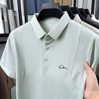 men's summer short sleeved sports polo shirt letter printed breathable t-shirt with air holes casual fashionable men's clothing