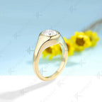 Kuololit 1CT OEC Moissanite Rings for Women Soild 10K 14K Yellow Gold Bezel Set Diamond Ring  for Engagement Christmas Gifts