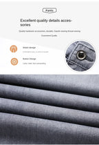 2026 Brand Thin or Thick Material Straight Cotton Stretch Denim Men's  Business Casual High Waist Light Grey Blue Jeans