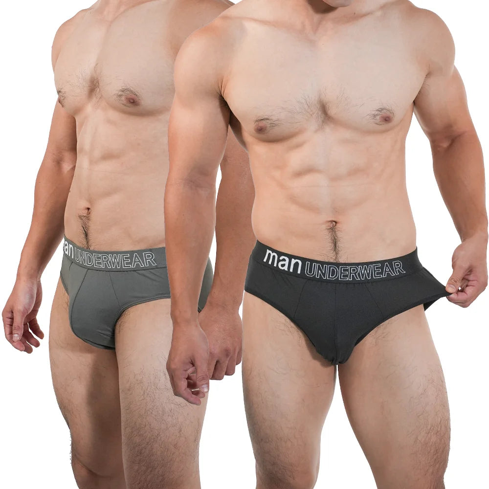 2pcs Fashion Mens Sports Briefs Sexy Triangle Short Panties Simple Male Underwear Everyday Comfortable Underpants Free Shipping