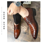 Mens Brown Crocodile Embossed Leather Dress Shoes Pointed Toe Lace Up Oxfords Formal Business Office Wedding Party Wear Comforta