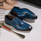 Men's Genuine Leather Oxfords Fashion Pointed Toe Wedding Party Dress Shoes Luxury Lace-Up Office Career Formal