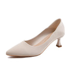 Beige Pointed Toe Kitten Heel Pumps Slip On Dress Shoes Comfortable Non Slip For Business Office Wedding Party Daily Wear  New
