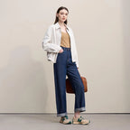 Amii Women's Jeans 2026 Autumn New Casual Letter Embossed Cotton Denim Trousers Women's Retro Versatile Straight Pants 12641115