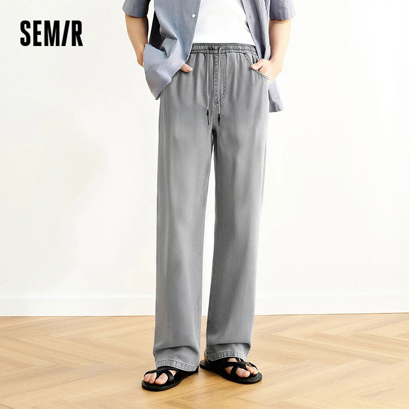 Semir Men Pants Denim American Vintage Loose Straight Leg Trendy Fashion Comfort Commute 2026 Summer Casual Style Top