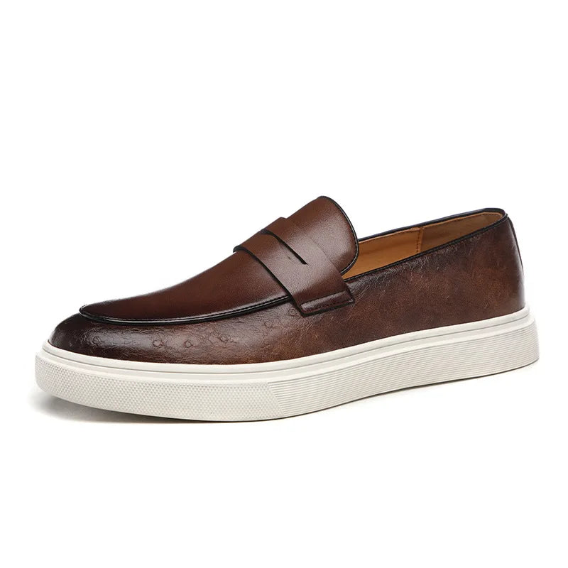 New 2025 Summer Men Casual Slip On Dress Shoes Black Brown British Style Platform Men Driving Loafers Shoes