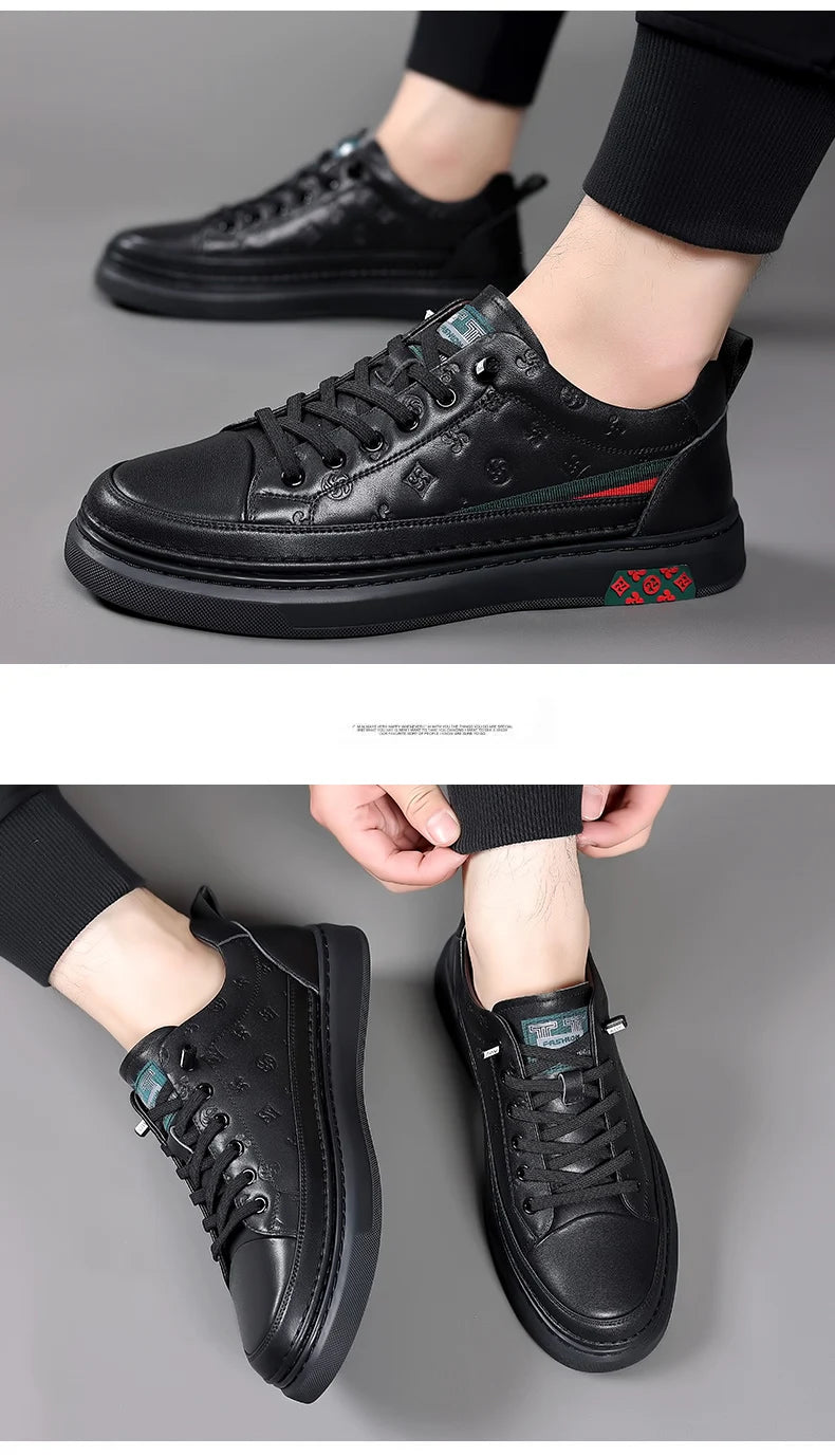Spring Autumn Flat /5cm Elevator Shoes Men Casual Genuine Leather Sneakers Leisure Height Increase Breathable Men Loafers Trendy