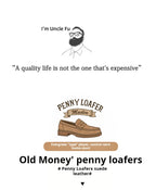 Maden Men's Vintage Suede Cowhide Penny Loafers Old Money Style Slip-On Shoes Brown Dress Casual Low Top Boots for Fall