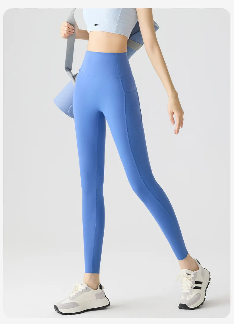 Women's Pockets Yoga Pants Cloud Touch Ice Silk Shark Leggings High Waist Tummy Control Butt Lifting Sports Leggings  Running