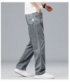 2026 New Summer Ultra-thin Lyocell Men's Jeans Drape Soft Fabric Loose Straight Casual Denim Pant Elastic Ice Silk Male Trousers
