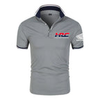 2025 New Style Men's Solid-color POLO Shirt Short Sleeves Chest Pocket Regular Fit Casual Honda racing Outdoor Sports Top
