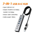 CABLETIME 7 IN 1 USB A Hub USB C HUB USB 3.0 5Gbps Fast Data Transfer Aluminum Durable Shell for Laptop Mac TV Hard Drive C HUB