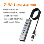 CABLETIME 7 IN 1 USB A Hub USB C HUB USB 3.0 5Gbps Fast Data Transfer Aluminum Durable Shell for Laptop Mac TV Hard Drive C HUB