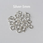 925 Sterling Silver Spring Ring Clasp with Open Jump Ring, 5-8mm Spring Ring Clasps with Open Ring For Jewelry Making Findings