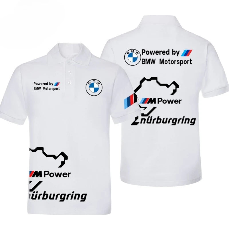BMW Men's 2025 New Lapel Short Sleeve T-Shirt BMW Modified Car Culture Car Lovers Printed Men's and Women's Same Polo Shirt Top