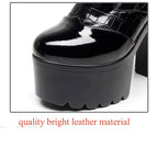 14cm Small Size 32-43 Elegant Patent Leather Mary Janes Chunky Platform Pumps 2025 Spring Block High Heels Shoes for Model Dress
