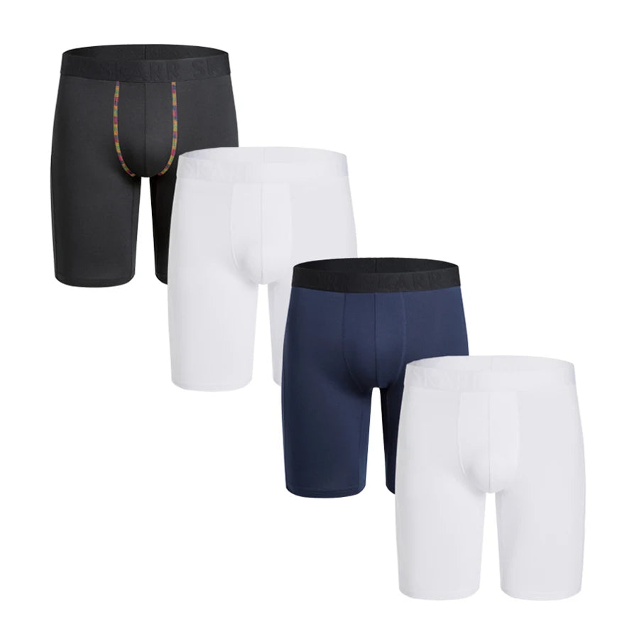 4pcs Long Men's Underpants Sports Leggings Boxer Shorts Mens Polyester Underwear Man Quick-Drying Boxer for Men Bottom Shorts