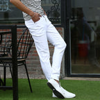 Men's Solid Color Jeans Slim Fit Small Leg Casual Classic White Black Spring Summer Thin Version