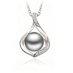 Real Natural Freshwater Black Pearl Pendant Women,Cute 925 Silver Pearl Necklace Mother Wife Birthday Gift White Pink
