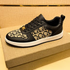 European New Shoes for Men Genuine Leather Patchwork Casual Shoes Trend Flat Skateboard Shoes Youth Cool Lace-up Sneakers
