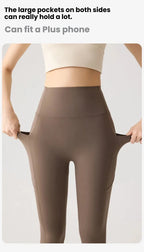 Women's Pockets Yoga Pants Cloud Touch Ice Silk Shark Leggings High Waist Tummy Control Butt Lifting Sports Leggings  Running
