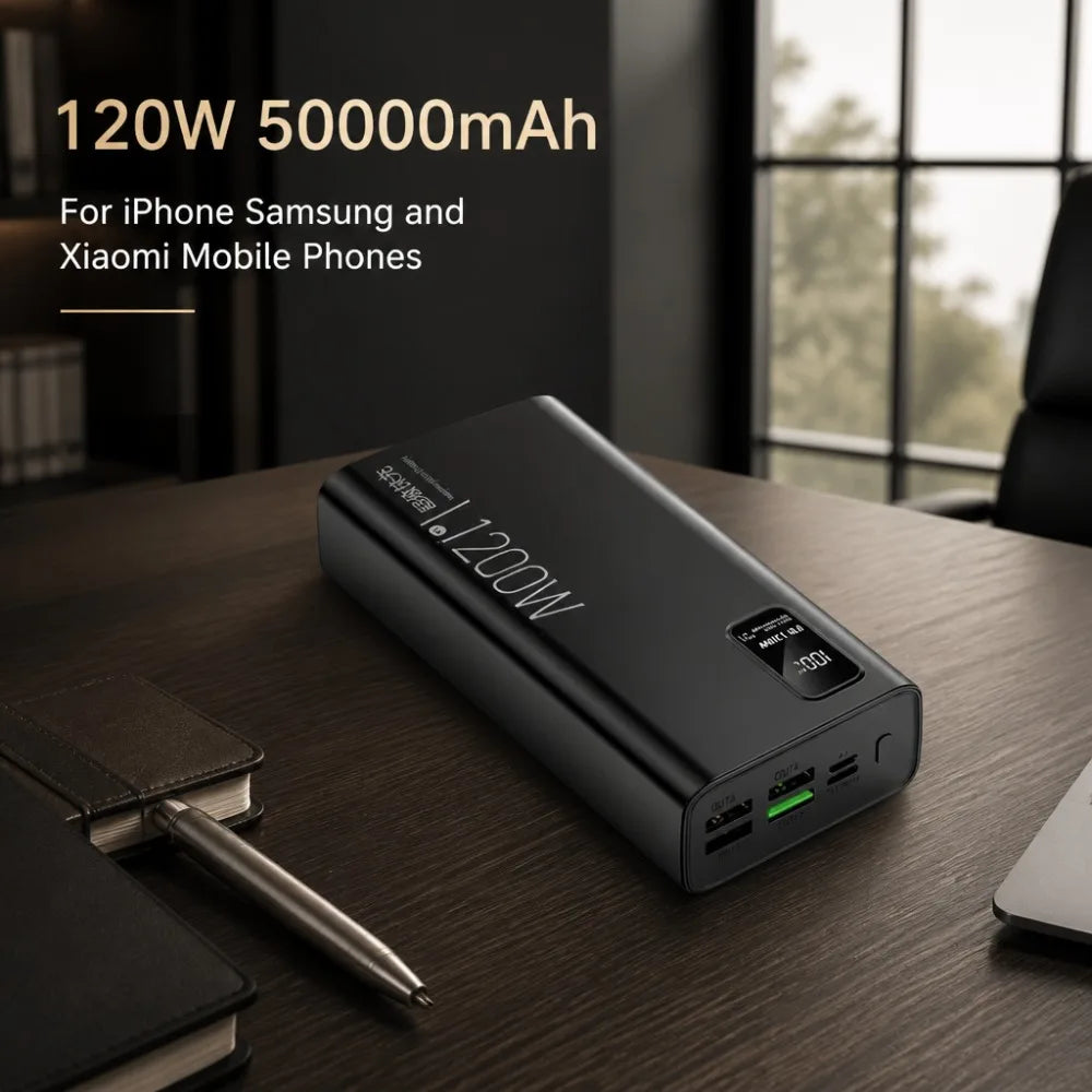 120W 50000mAh Power Bank CCC Certified Fast Charging Portable Charger For iPhone Samsung Xiaomi Mobile Phones