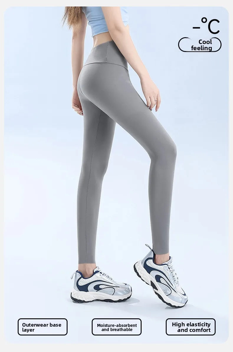 Ice Silk Shark Leggings Women High Waist Tummy Control Yoga Pants Buttery Soft Push Up Summer Thin Breathable Jeggings Workout