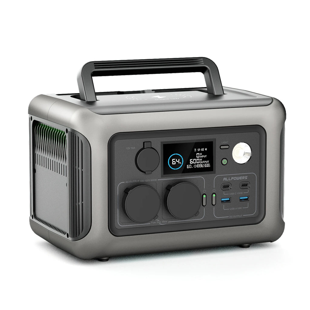 ALLPOWERS R600 Portable Power Station 299Wh LiFeP04 Battery with 600W (1200W Surge) AC Output for Outdoor Camping RV Home