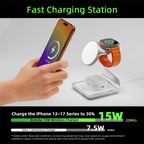 Bonola Magnetic 3 in 1 Wireless Charger for iPhone 17/16/15/13/14/12 30W Wireless Charging Station for Apple Watch/AirPods Pro