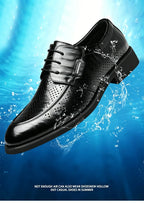 Men's Summer Breathable Leather Shoes Comfortable Soft Bottom Hollow Design Business Formal Derby Shoes British Style-SJ551-1
