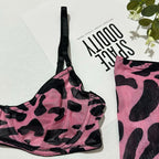5Pcs Leopard Lingerie Set With Garter Belt Stockings Gloves Mesh Bra and Panty Set Strappy Underwear Erotic Costume For Women