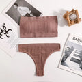 Women Strapless Bra And Panties Set Sexy Lingerie Push Up Bra Top Female Rib Tube Bra Low Waist Seamless Underwear Set