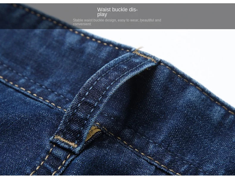JEEP SPIRIT spring summer men's straight jeans casual loose mid-waist trousers all-match fashion business elastic denim pants