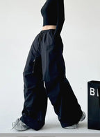 Y2k Hiking Straight Wide Pants Men Streetwear Cargo Paratrooper Pants Casual Brown Quick Dry Pocket Summer Travel Sport Trousers