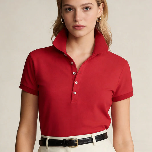 Polo women women's t-shirts and polos old money style Classic Embroidered casual slim fit POLO collar short sleeved shirt