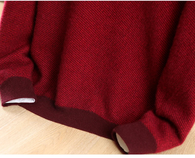 100% pure cashmere men's high-end brand semi-high neck thickened business casual autumn and winter mid-high neck base sweater